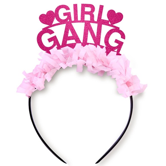 Girl Gang Humorous Funny Pink Crown Bachelorette Party Favor Headband - Picture 2 of 2